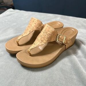 Aetrex Cork Tan Wedge Sandals